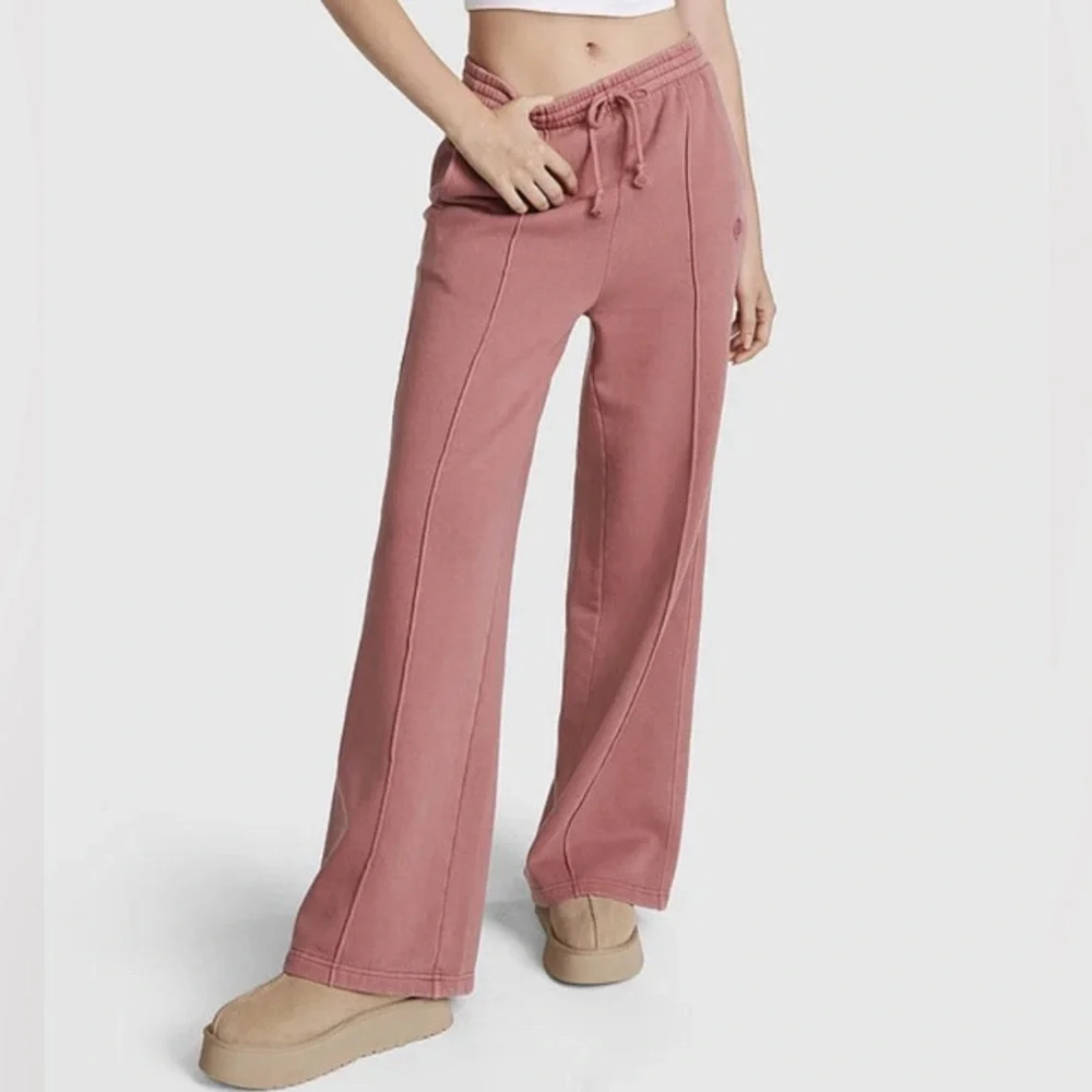 Victoria Secret Pink Premium Fleece Wide-Leg Pants - Picture 1 of 8